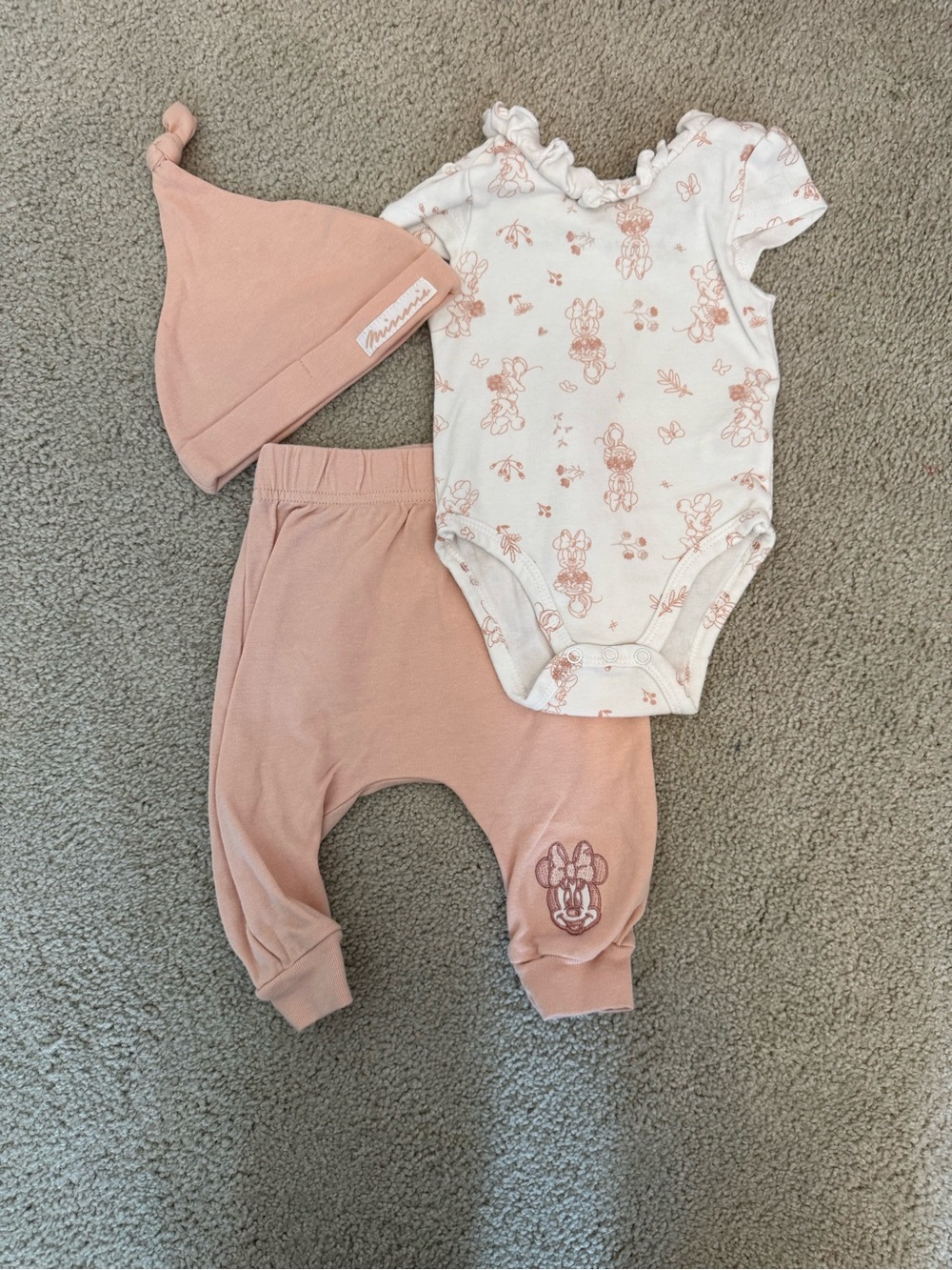 Disney Pink Minnie Mouse 3-Piece Bodysuit Set